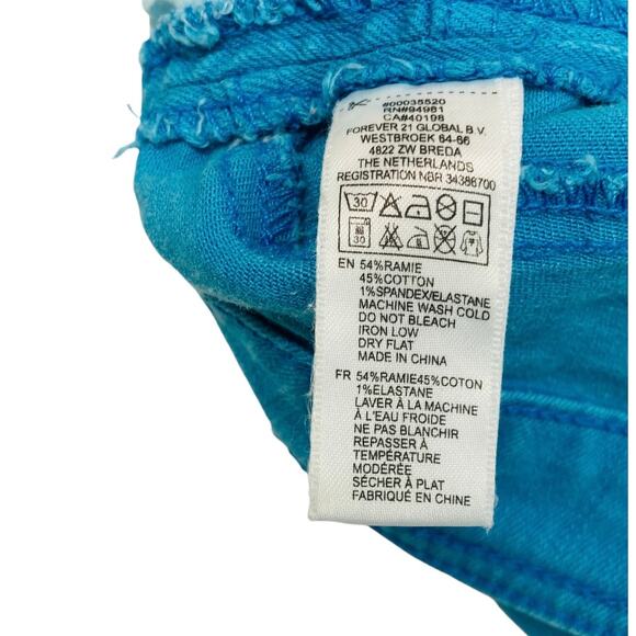 F21 Denim Shorts Size 27 Turquoise Distressed Premium Denim - Picture 4 of 4